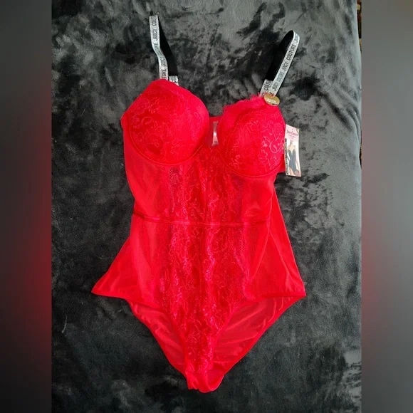 Juicy Couture Intimates Sleepwear Juicy Couture Push Up Lace Mesh Bodysuit In Red Size Xl New With Tag Poshmark